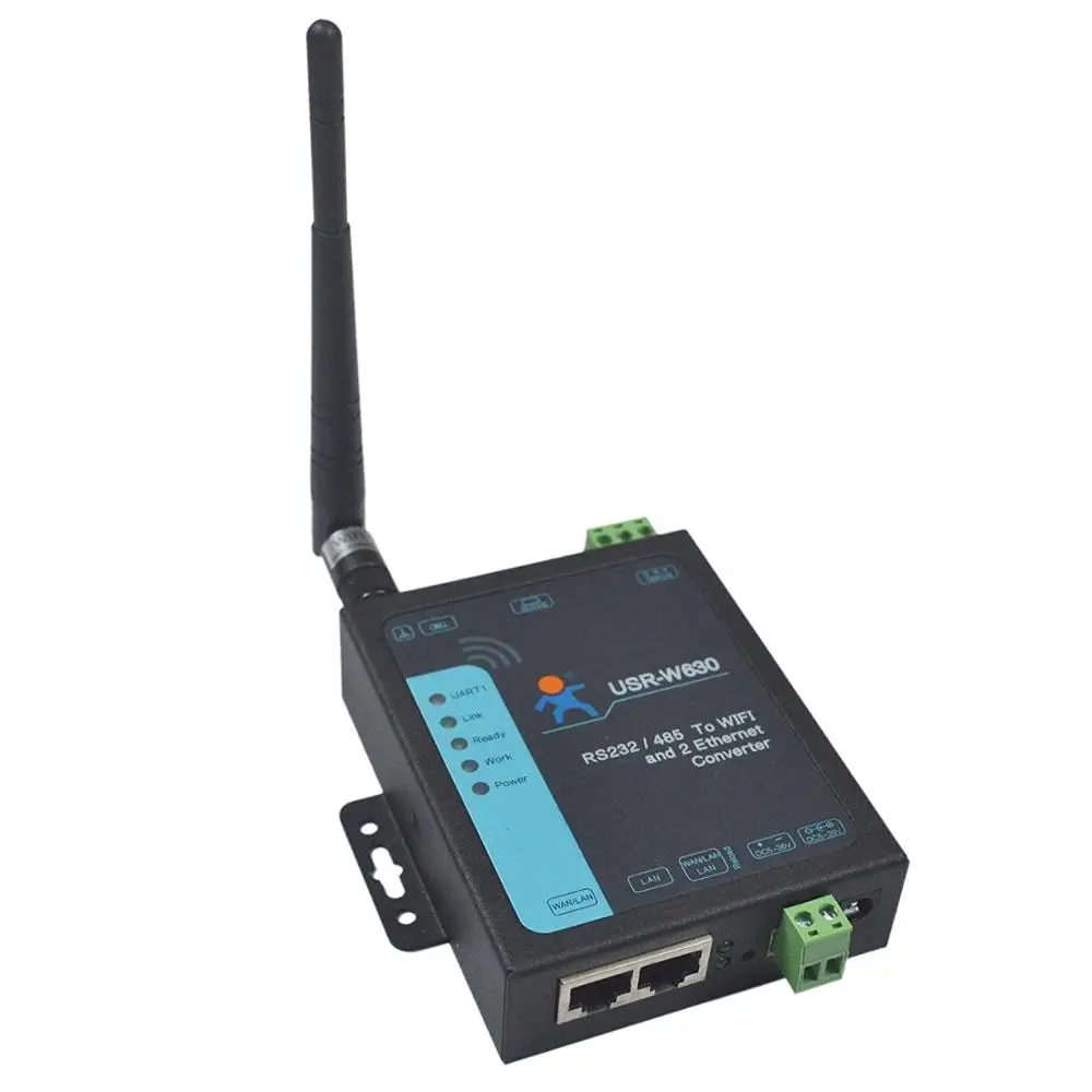 USR-W630 Serial to WiFi Converter, RS232/RS485 to Ethernet Modbus Gateway with 2 RJ45