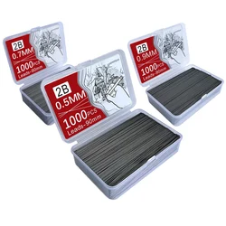 1000 Pcs/Box Resin Pencil Lead Mechanical Pencil Refill 0.5 0.7mm 2B Black Large Capacity Replaceable Pencil Refills