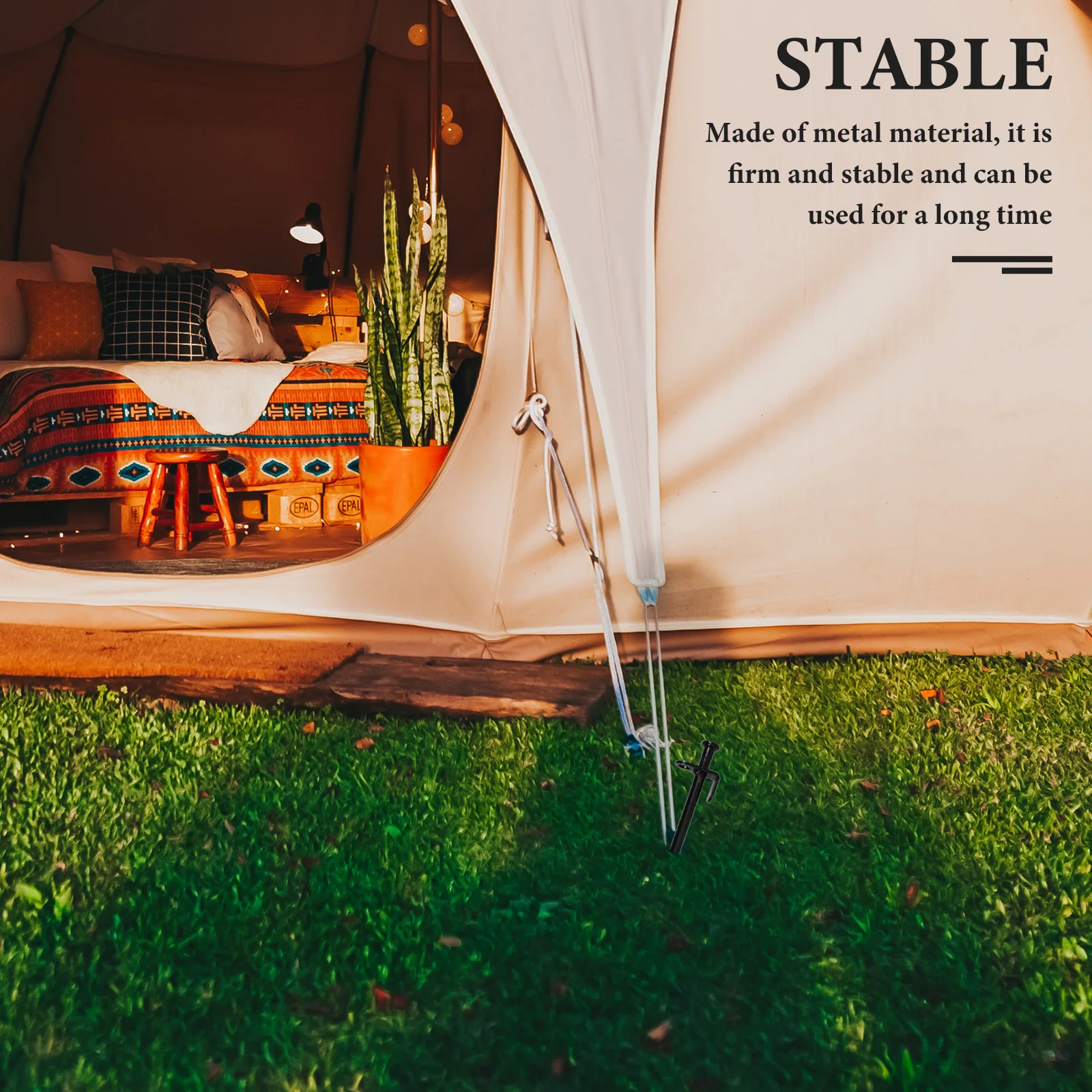 

4pcs Metal Ground Stakes Durable Tent Fixing Tools Camping Peg Greenhouse Garden Cloth Sunshade Net Tarpaulin Outdoor Practical