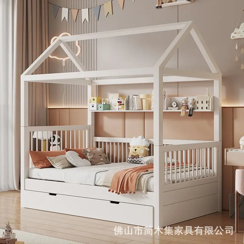 Children Castle Bunk Bed With Slide High Safety Guardrail Pink Multifunctional Toddler Double Bed