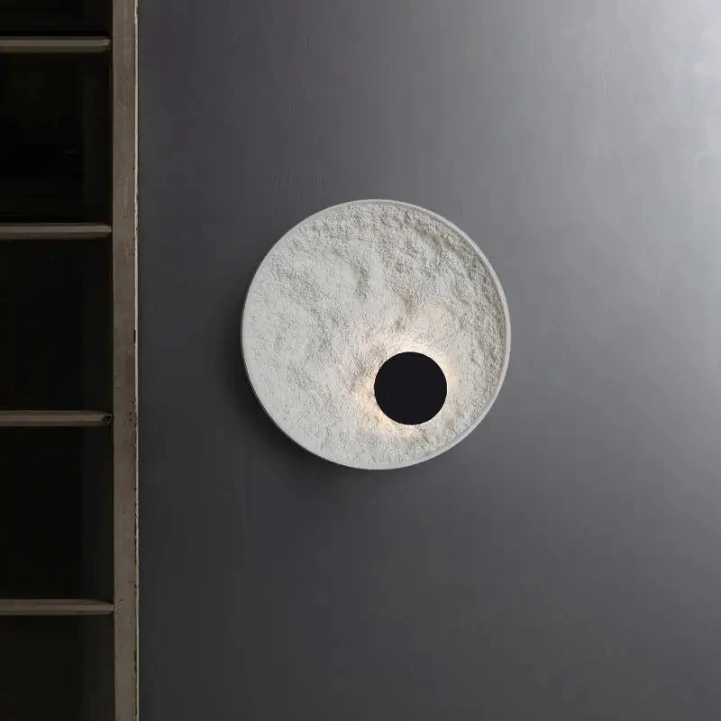 Modern Round Textured Round Wall Sconce with Black Center for Bedroom Living Room Hallway Art Decor Lighting