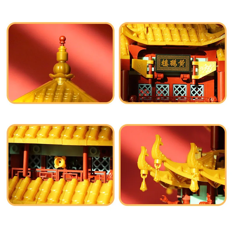 Creative China Ancient Architecture Building Block Huanghe Yellow Crane Tower Construction Model Brick Toy Collection For Gifts