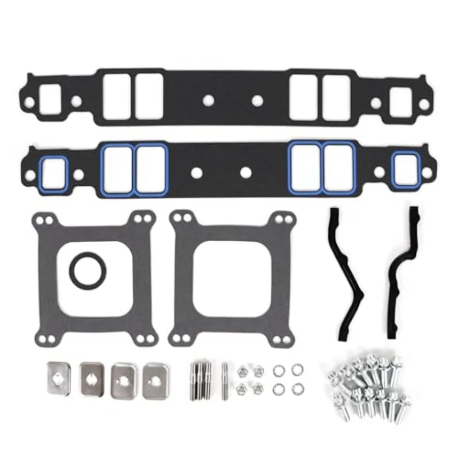 

7201 SBC Intake Manifold Gasket Set with Bolts, Studs Hardware Kit Direct Replacement for Chevy Small Block 1958 and Later 262-