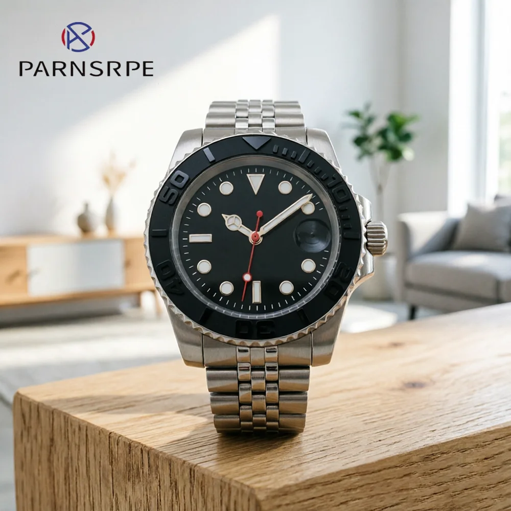 new-men's-2813-automatic-mechanical-watch-40mm-sport-black-rotating-bezel-date-window-stainless-steel-strap-business-wristwatch