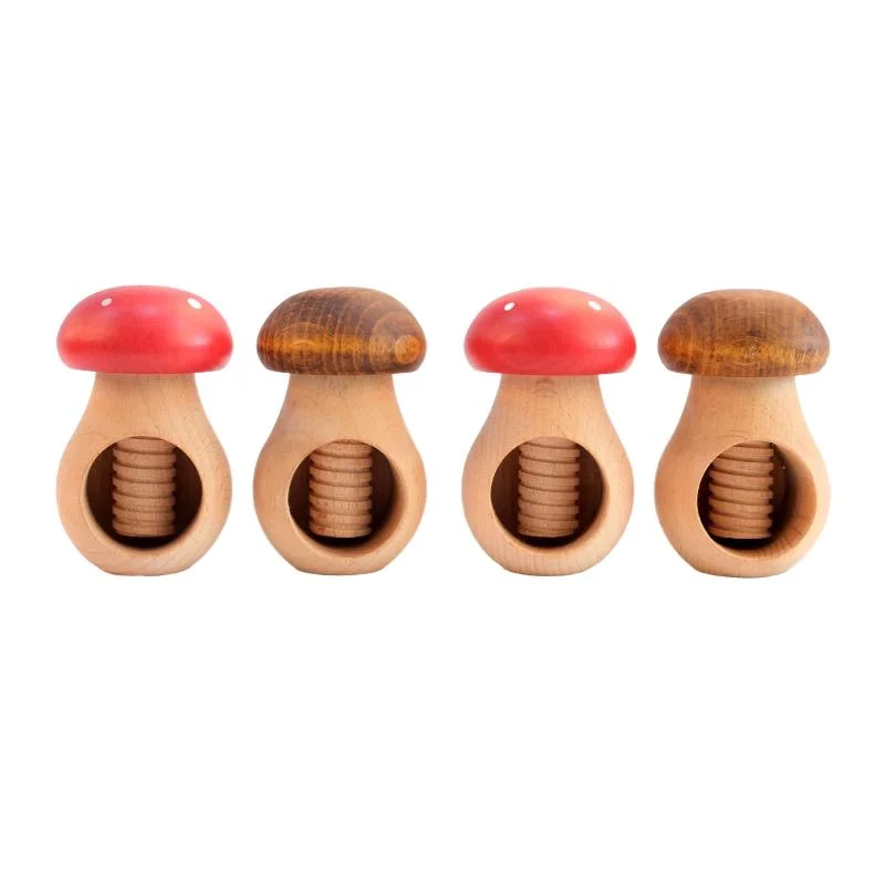 {MX} كسارة البندق الخشبية على شكل فطر لطيف للمكسرات والجوز والبقان سهلة التكسير ملقط الجوز القابل للتعديل أداة مطبخ متعددة الوظائف