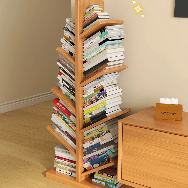 Creative Solid Wood Tree Shaped Bookshelf Wall Corner Floor