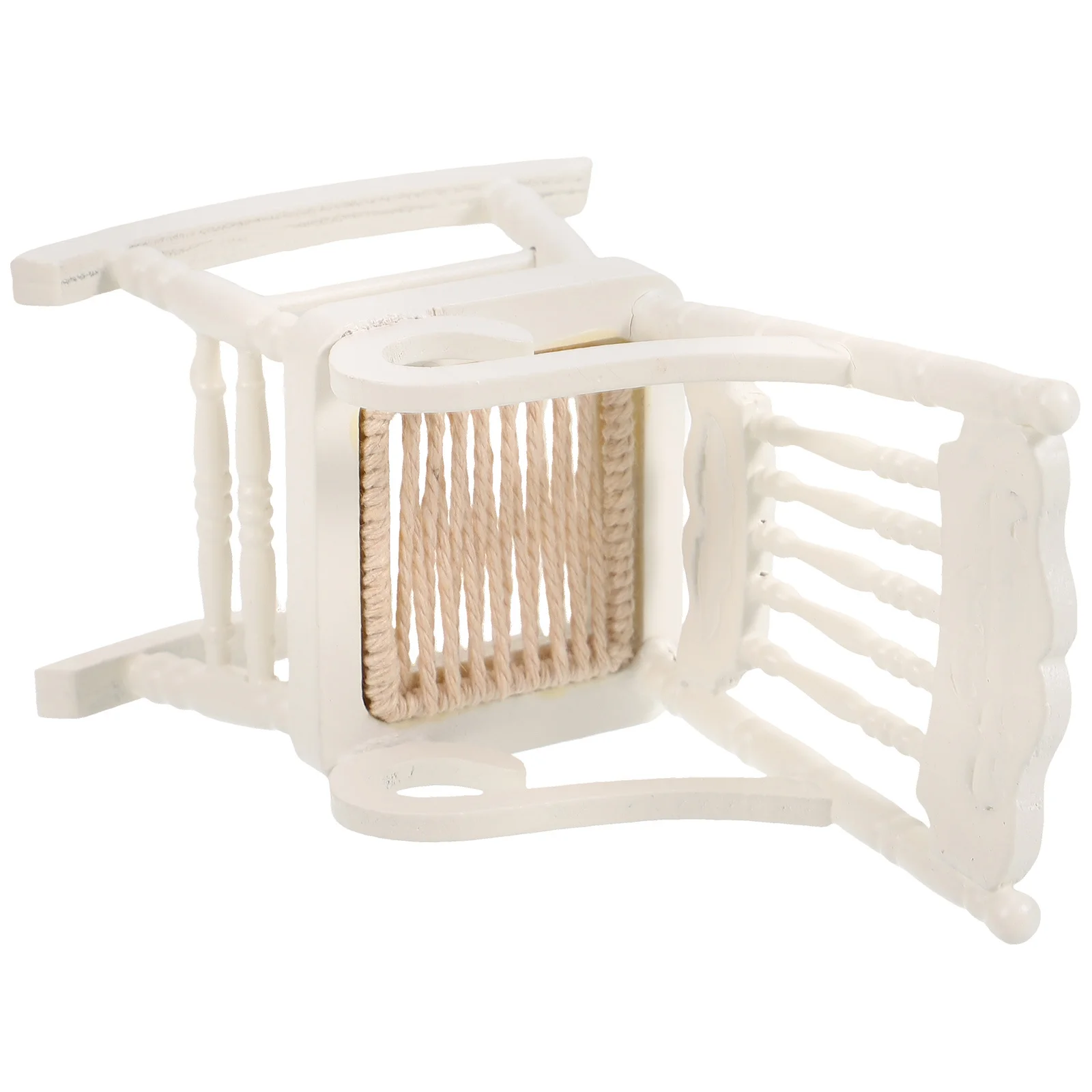 

Белое миниатюрное деревянное кресло-качалка, дизайн сиденья 10565 см, идеально подходит для украшения дома, масштаб 112, мини-мебель