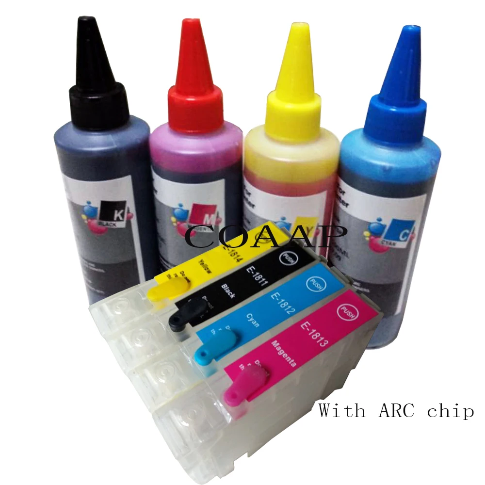 T1811 T1816 18XL Refillable Cartridge for EPSON XP 30 102 302 402 202 305 205 212 405 312 412 415 215 Printer + 400ml Dye Ink