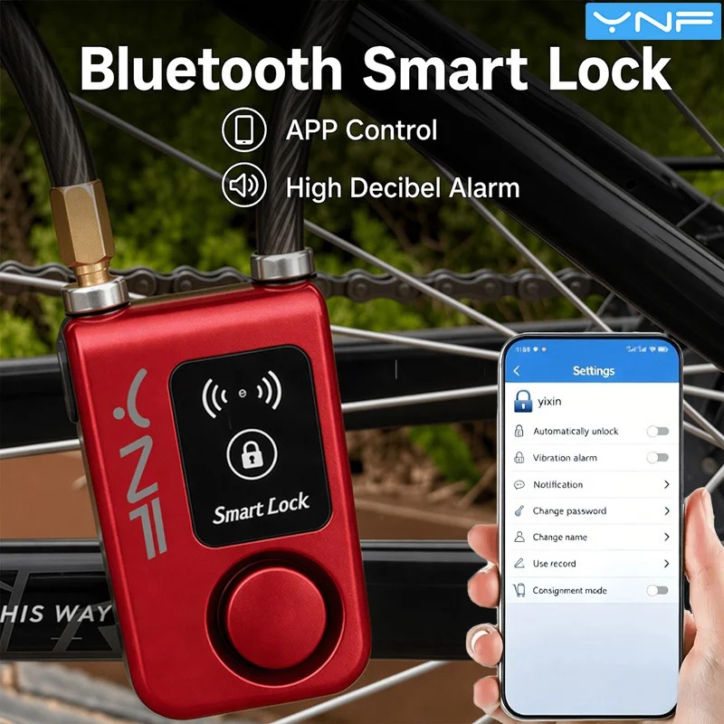 Alarm 110Db APP Phone Control Smart Bluetooth Chain Lock Keyless Bike/Motorcycle Gate/Door Lock With Anti Theft