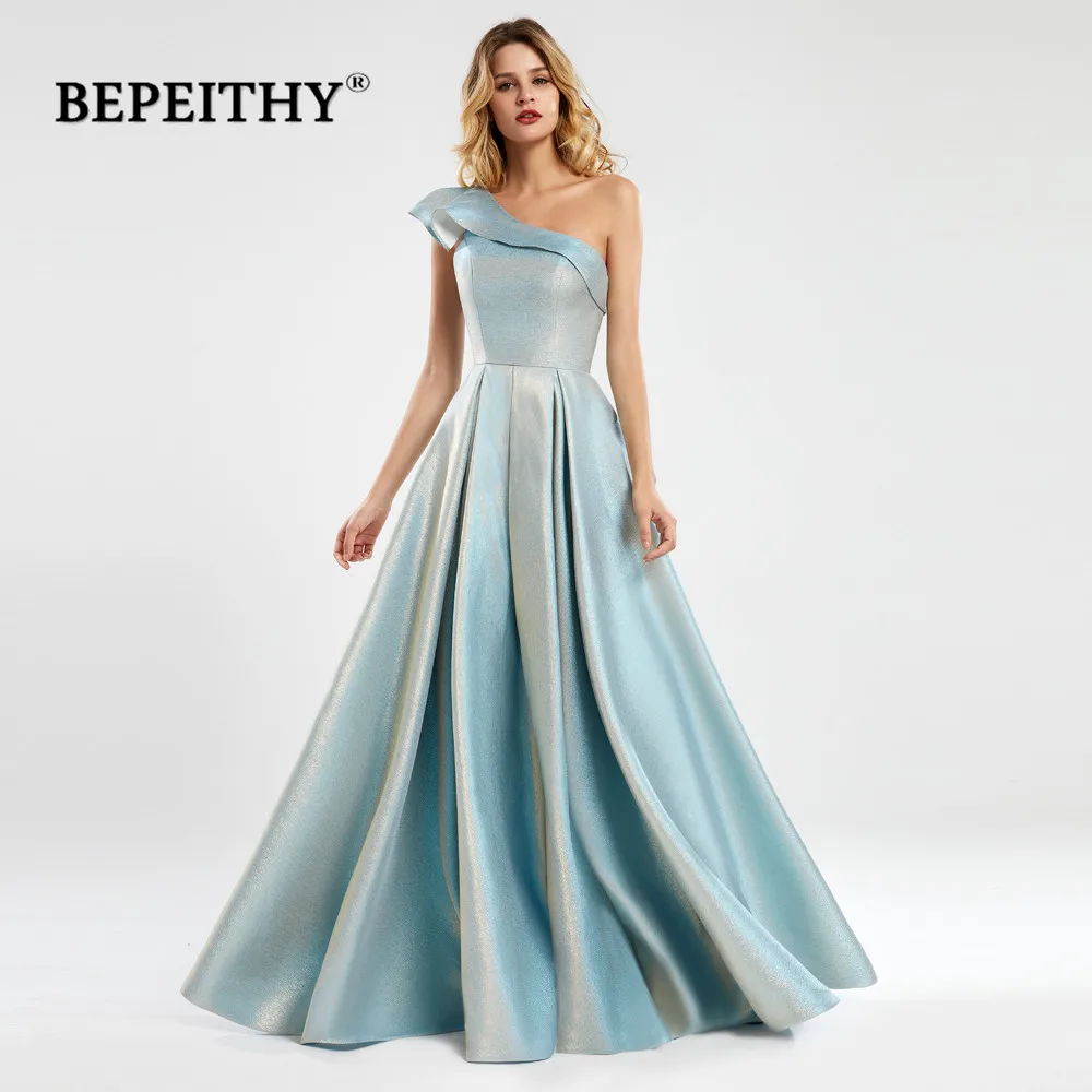 BEPEITHY Customized One Shoulder Evening Dresses For Women Elegant Glitter Prom Dress 2023 Custom Made Plus Size Party Gown