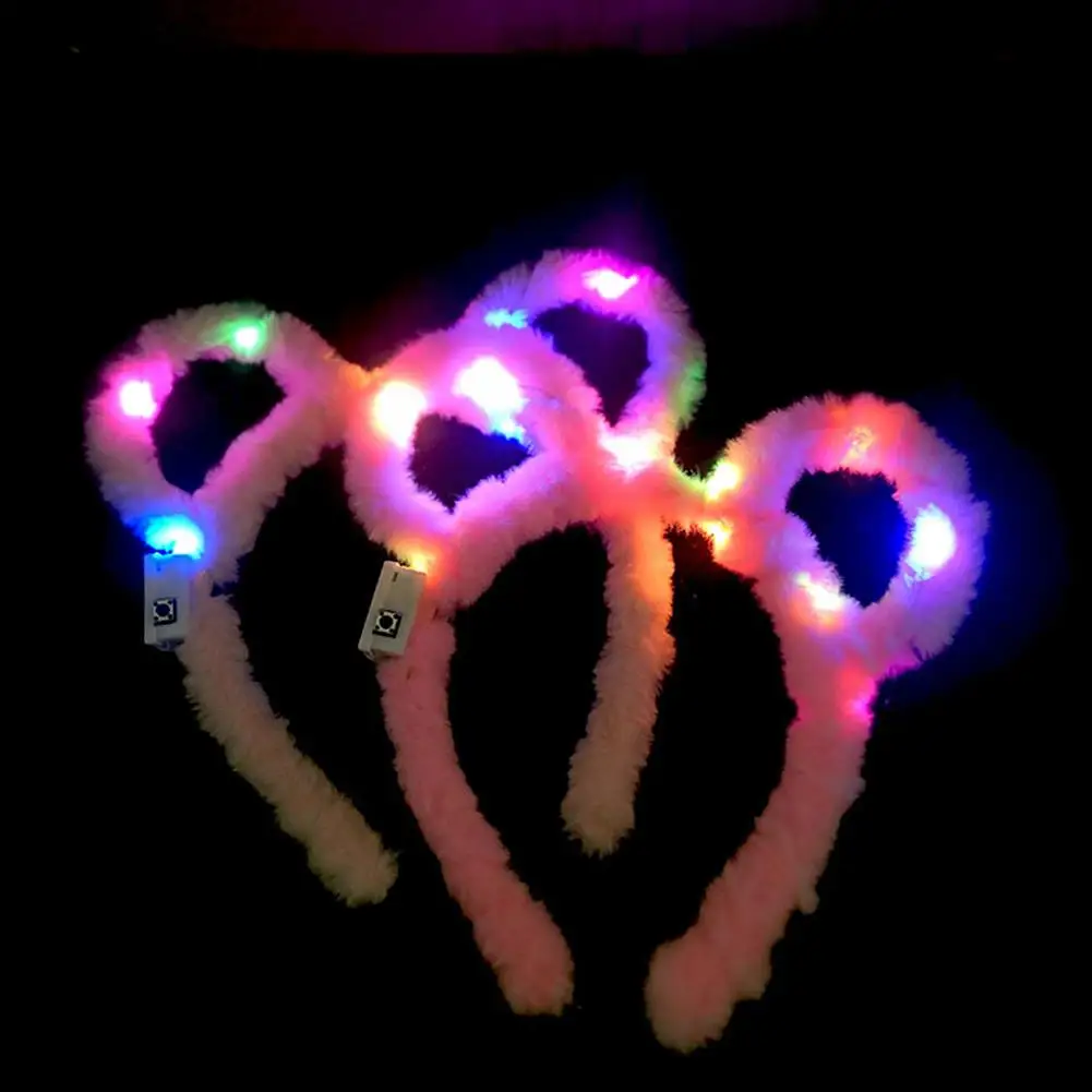 Party Glow Headband Bear Ear Hairband Luminous Hairband LED Hair Hoop Glow in the Dark