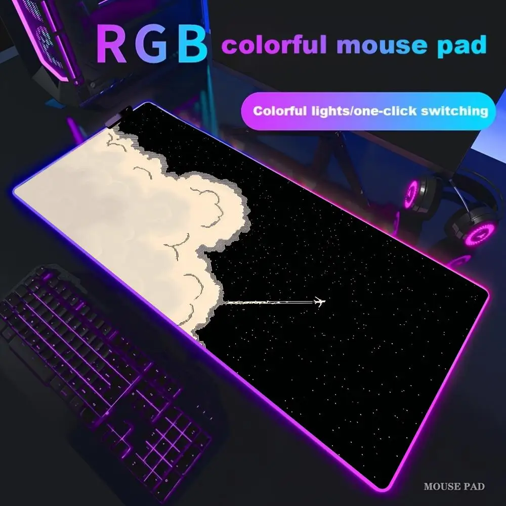 

Clouds Sky Mouse Pad Large RGB Gaming Mousepads LED Light Locked Edges Game Accessories Table Pads PC Keyboard Mat XXL 90x40cm