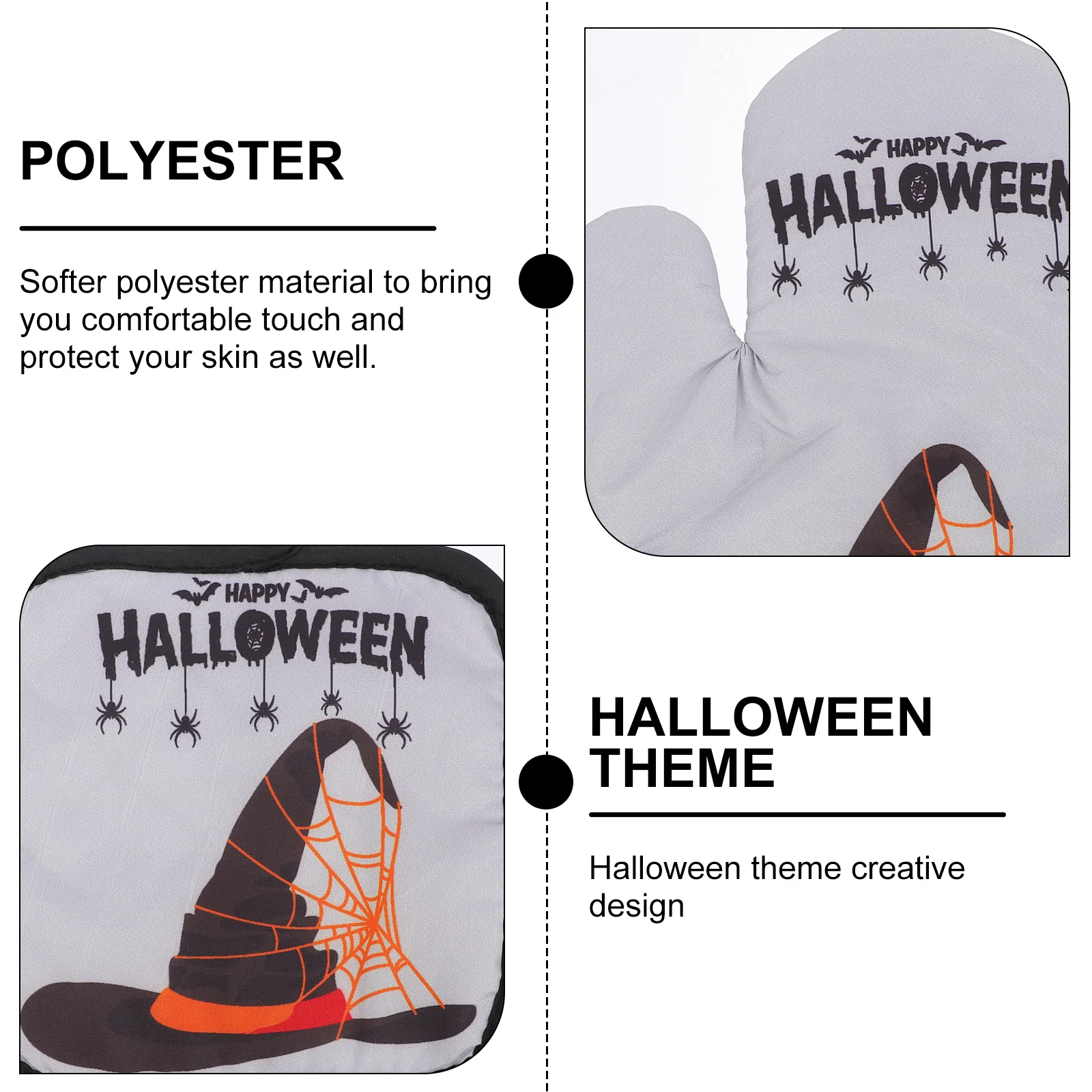 

2pcs Heat Resistant Oven Glove Mat Set Halloween Pattern Kitchen Baking Insulation Pad For Cooking Grilling Microwave Non-Slip