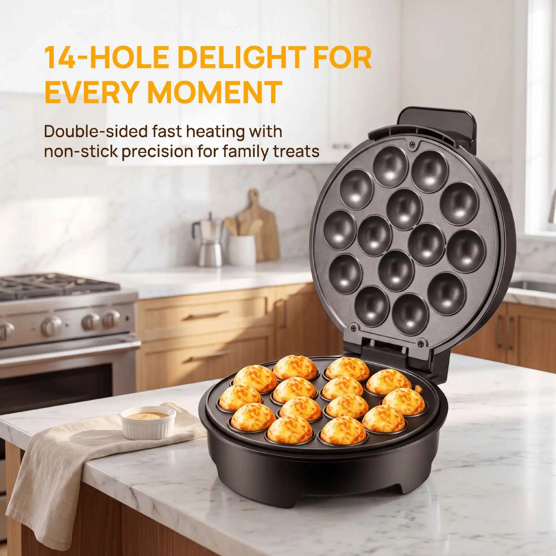Cross-border 14-hole Takoyaki Maker, Home Cake and Bread Machine, Ball Maker, Pancake Breakfast Maker, Baking Cake
