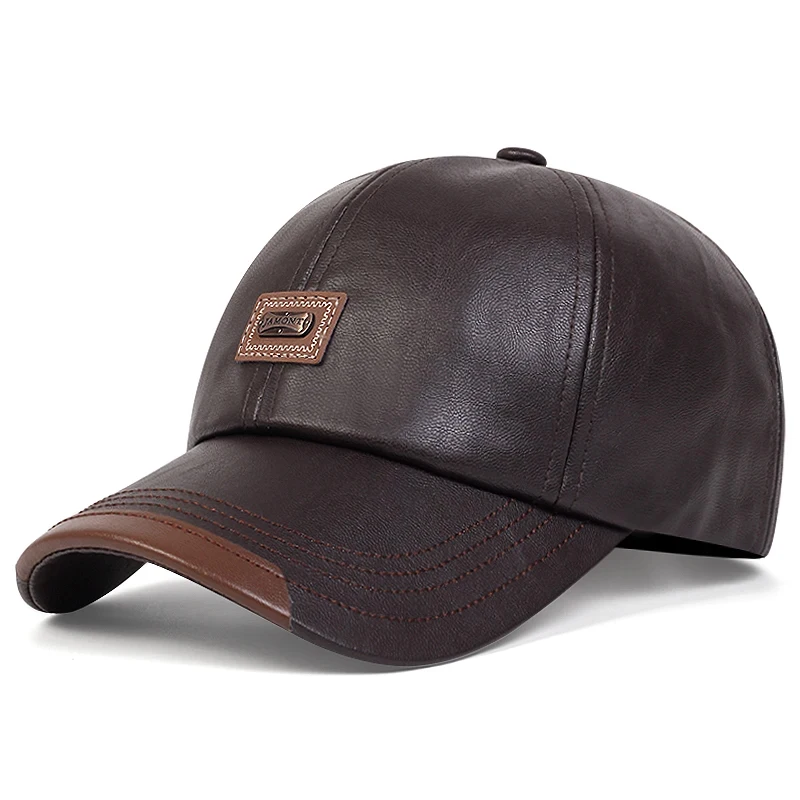 Pu Leather Letter Label Baseball Caps Spring and Autumn Outdoor Adjustable Casual Hats Sunscreen Hat image 5