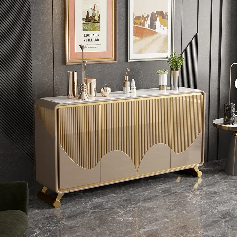 

Solid Wood Marble Entrance Cabinet Post-Modern Simple Storage Cabinet Large Capacity Partition