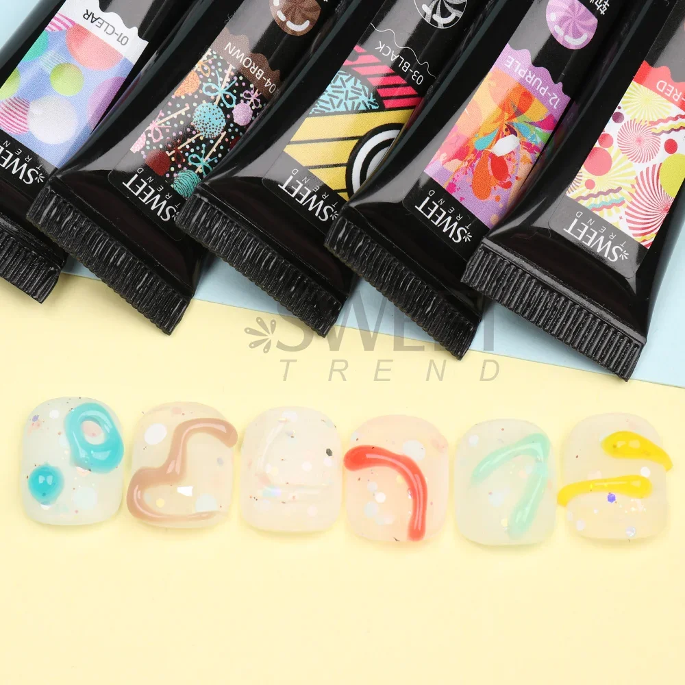 6pcs Jelly Pudding Modeling Nail Gel Polish Colorful Crystal Clear Macaron Emboss DIY Design Gel Solid Texture Manicure Varnish