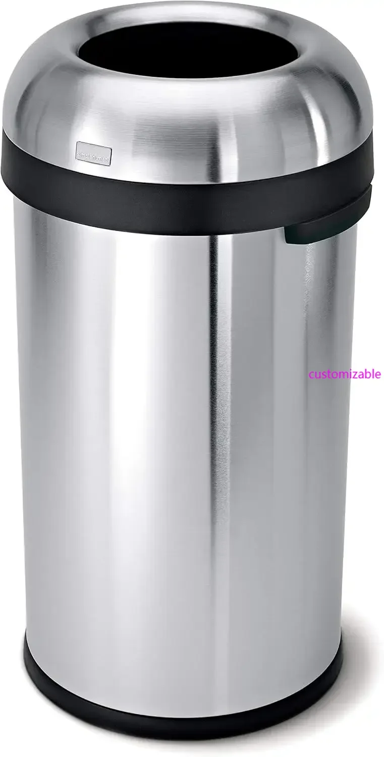 

Simplehuman мусорная корзина с открытым верхом на 60 л/16 галлонов, промышленный тяжелый калибр, Матовая нержавеющая сталь