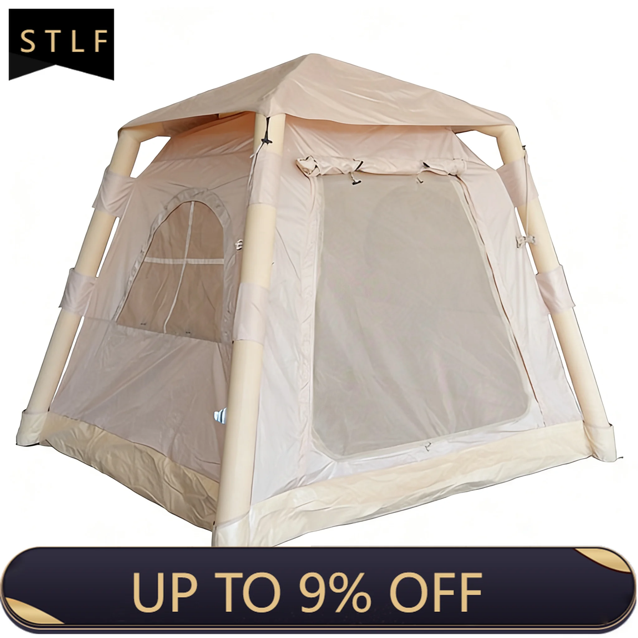 

Inflatable Tent 2-4 Person 4-Season Waterproof Quick Opening No Installation Portable Folding Thickened Camping Tent with Carry