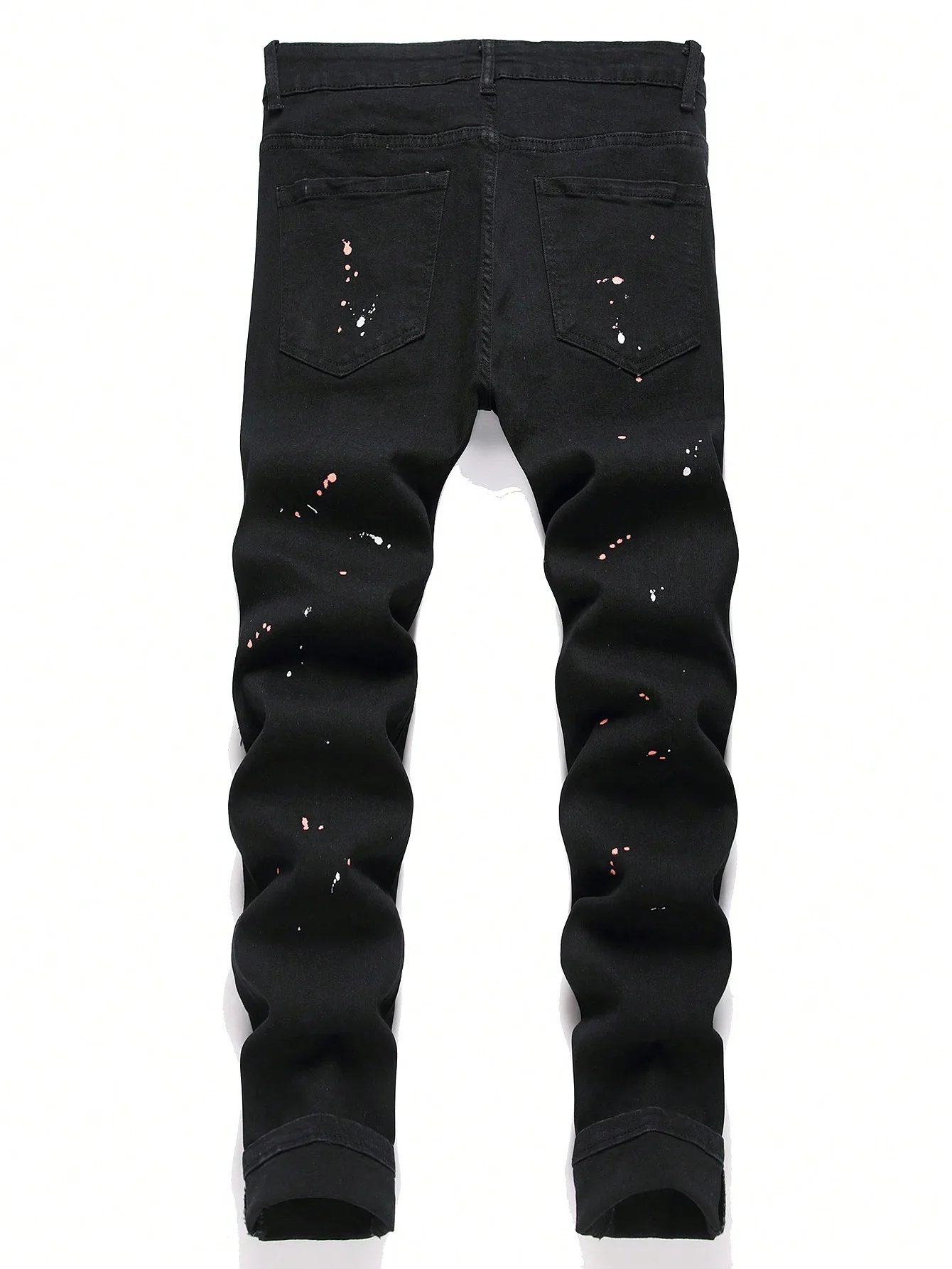 Men y2k Stretchy Skinny Denim Jeans For Men Casual pants Ripped Patchwork Hole Slim Fit Denim Hip Hop Black Straight Trousers