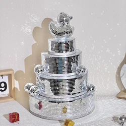 Disco Birthday Cake Party Decorations Mirror Ball Retro Reflective Mushroom Shape DJ Light Modern Home Decor For Party Room