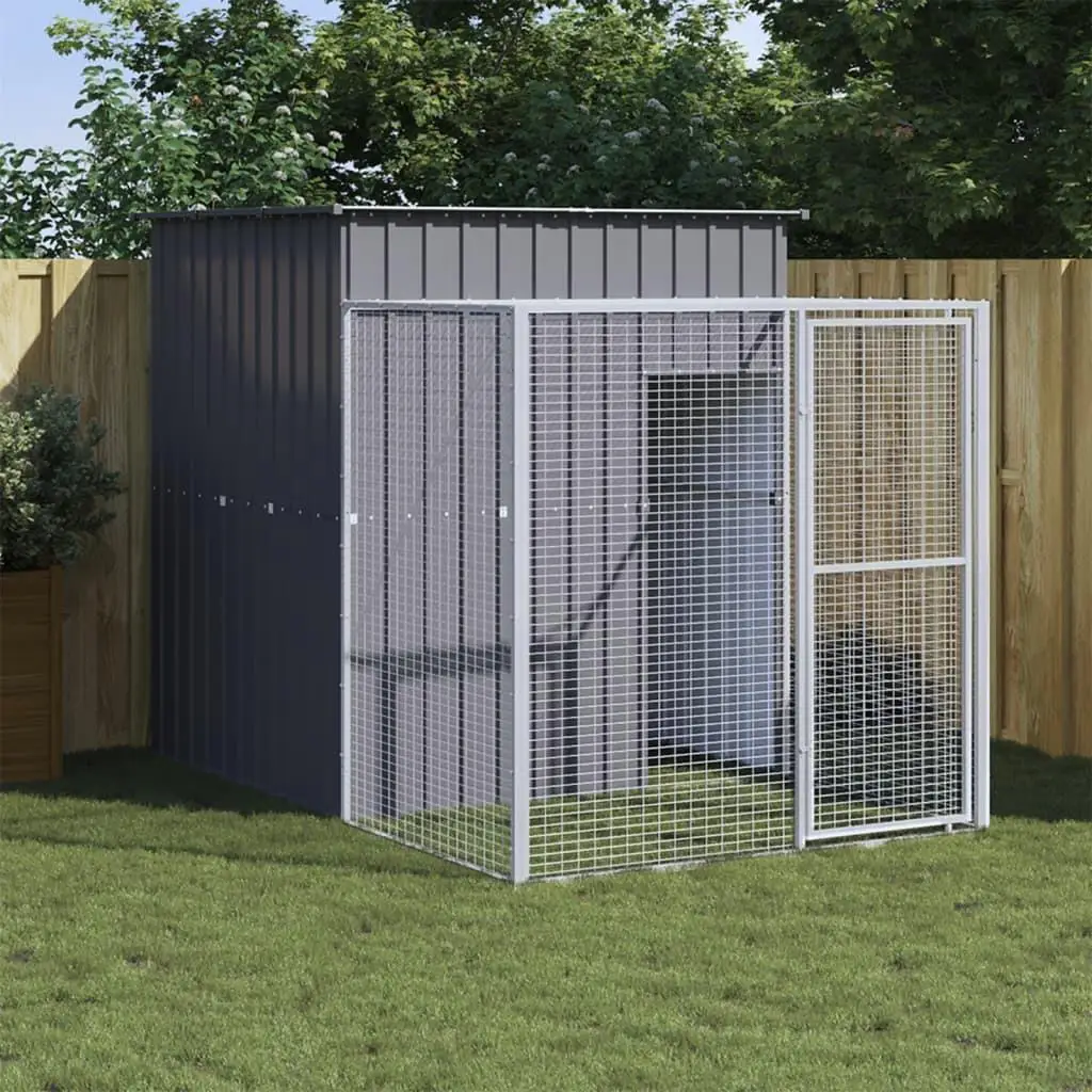 Galvanized Steel Chicken Cage with Run - Anthracite, 65x98.8x71.3 cm, Durable Poultry Shelter