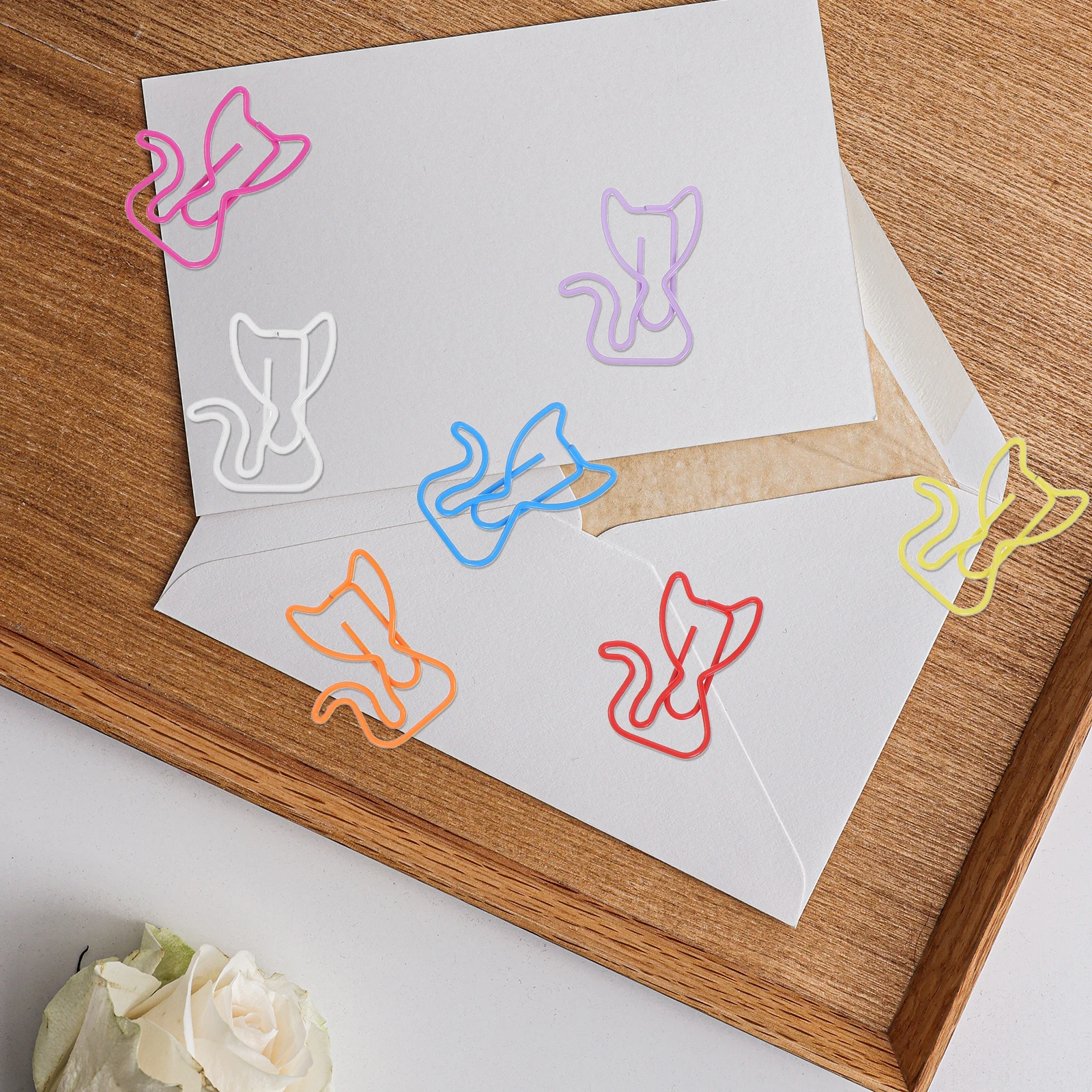 

50Pcs Cute Cat Paper Clips Metal Paperclips Animal Bookmarks for Office School Desk Paperwork Organizer Kitten Supply