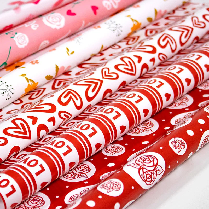 6 Pcs 50x70cm Per Roll Love Theme Red Rose Wrapping Paper Sheet for Wedding Kids Holiday Gift Wrap Craft Paper Decor Gifts