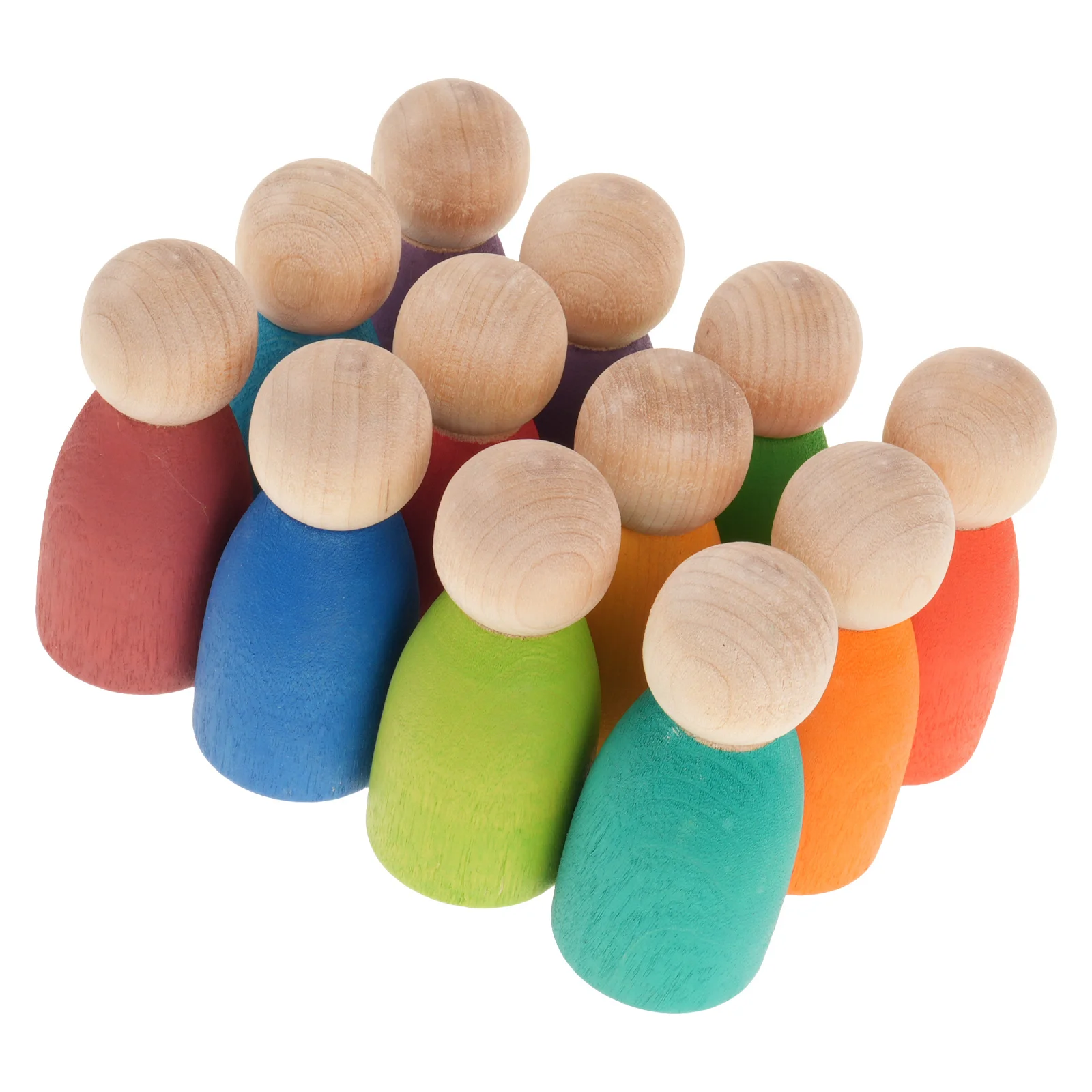 12 Stuks Houten Stapelen Voor Peuters Regenboog Kleur Sorteren Pinnen Montessori Bouwstenen Fijne Motoriek Voorschoolse Leren