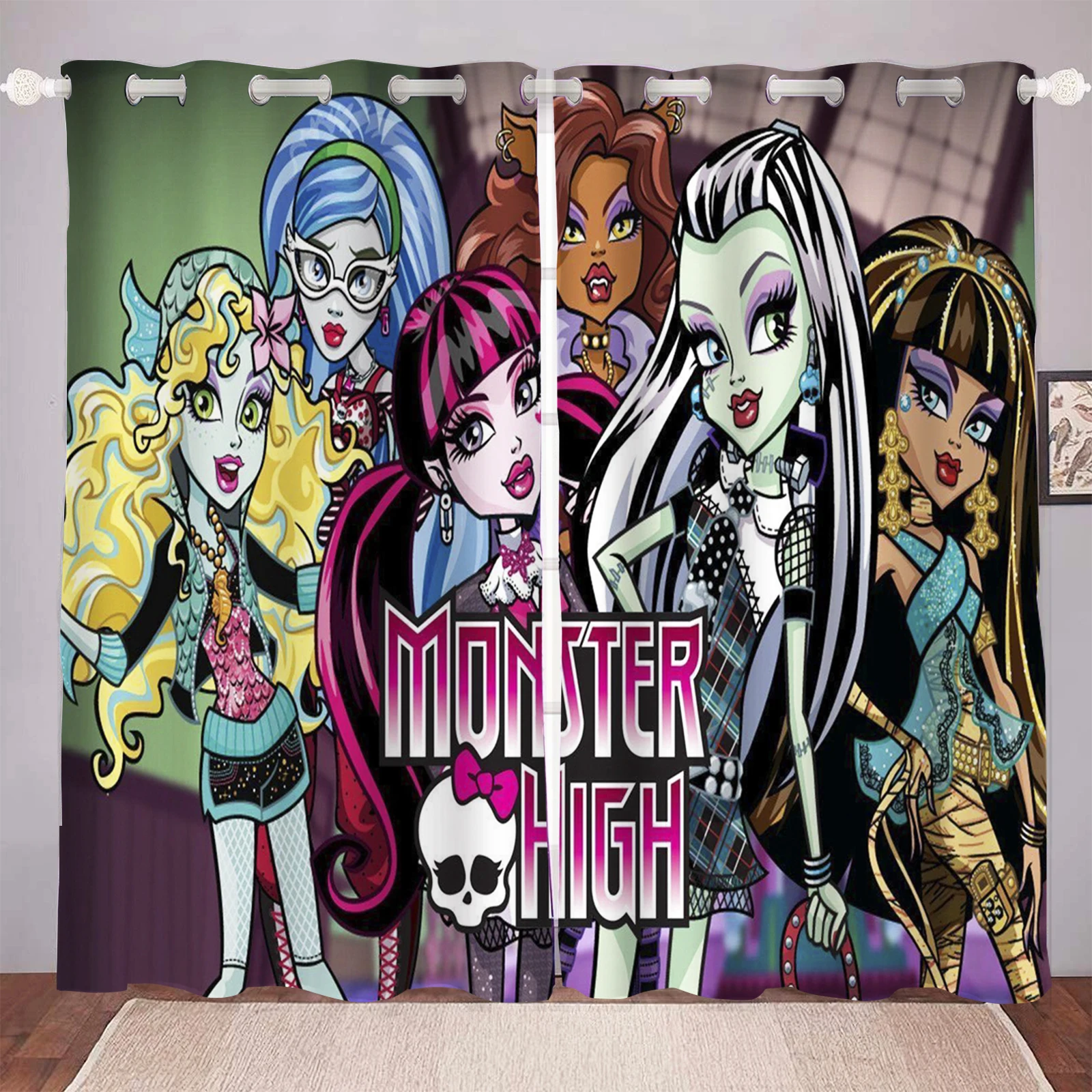 

Cartoon Curtain Monster High School Bedroom 3d Print Living Room Window Blackout Curtains Teenager Trend Style Home Decoration