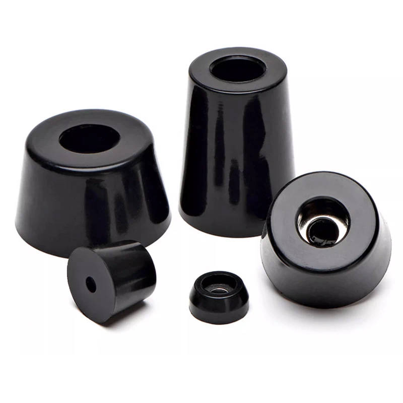 Black Anti Slip Rubber Machine Feet Shock Pad With Gasket Conical Rubber Shock Pad Floor Protector image 3