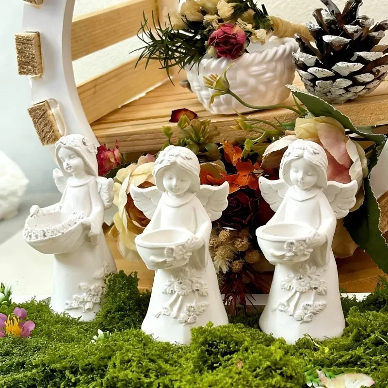 

2026-Resin Silicone Mold Suitable for DIY Crafts-Winged Angel&Floral Candle Holders,Plaster Planter Molds with Delicate Portrait