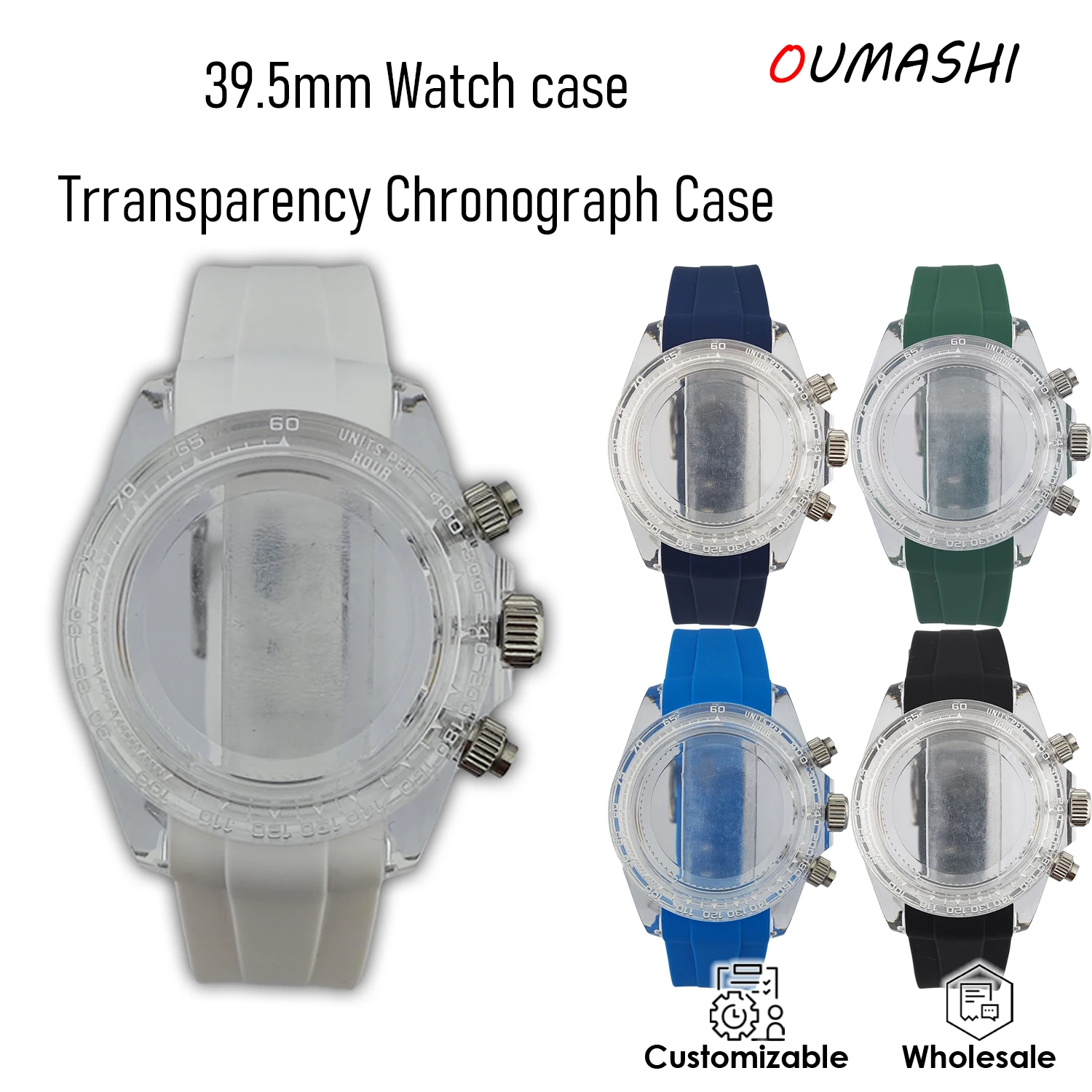 

39.5mm Watch Case suit for VK movement Transparency Plastic Hardlex Glass Customizable Refit Watch Accessories Watch Case suit