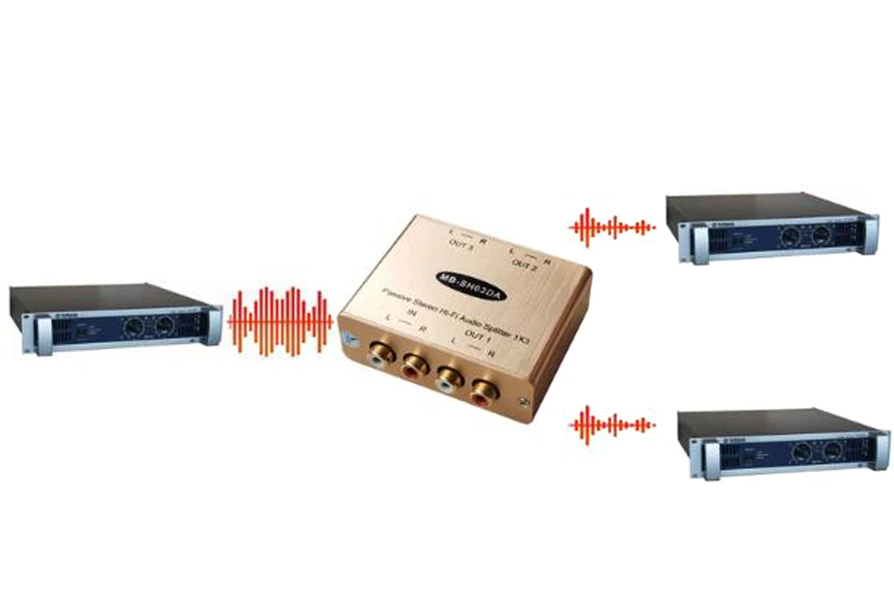 3 kanal Passive Stereo Hallo-fi Audio Splitter 1X3 Analog RCA Audio Distributor Isolation Splitter für Laptop DVD Player – Detail 8
