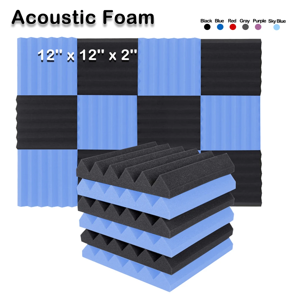 

12/24/Pcs 12''X12''X2'' Studio Acoustic Foam Panels SoundProofing Panel Sponge Pad Absorption Treatment Wall KTV Room Decorate