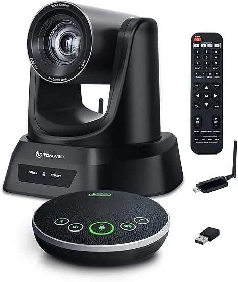 

All in One 3X Wireless PTZ Camera 1080p USB and Blue Tooth Speakerphone Conference Video Camera System Bundle
