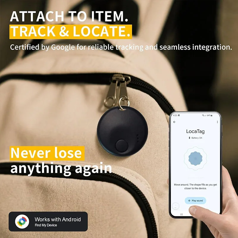 

Трекер устройства против потери для устройств Android Tag Find My App Key Finder Smart Tag для домашних животных работает с Google Xiaomi Samsung Pixel