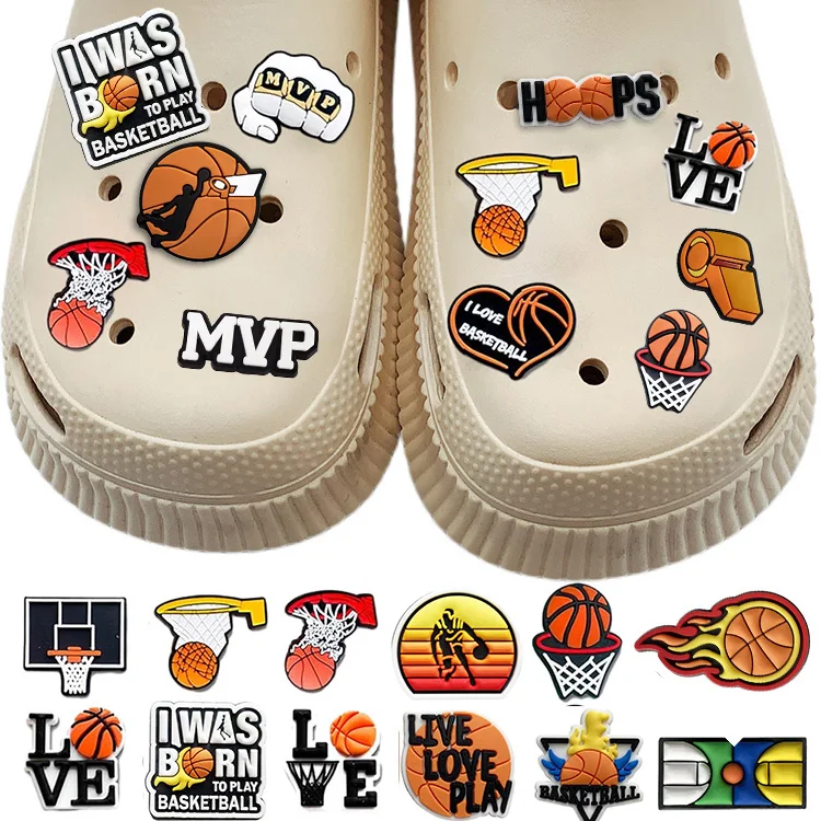 Basketball PVC Shoe Buckle Heart Crown Designer Shoes Charms Accessory Clogs Decorations Clips Unisex Gift Favor