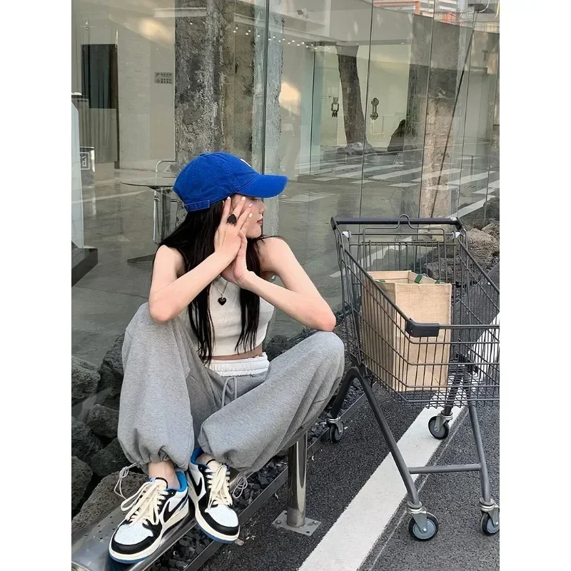 

Spring Autumn Korean Fashion Casual Loose Vintage Sweatpants Women's High Waist Pants Women's Wide Leg Sweatpants Y2k Streetwear