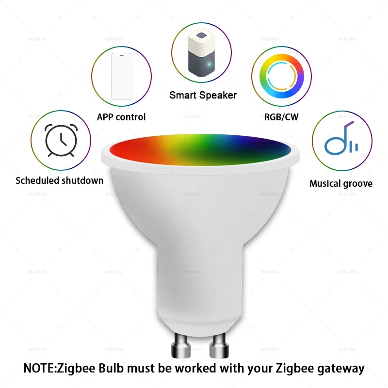 Zigbee GU10 LED Bulb Lamps Smart Light 7W RGBCW Dimmable Spotlight Works With Alexa Google Assistant Smartthings 110V 220V