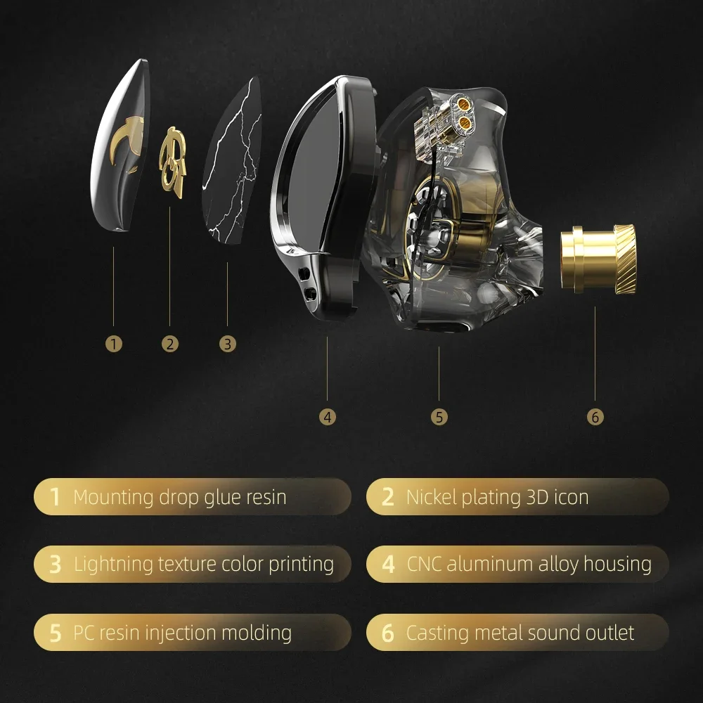 QKZ X HBB Wired In-Ear HIFI IEMs Earphones Monitors 10mm Titanium-Coated Diaphragm Dynamic Driver Bass Hi-Res Wired Headphones
