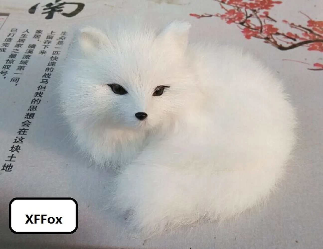 

cute real life fox model plastic&furs simulation white fox doll gift about 13x9x12cm xf1709