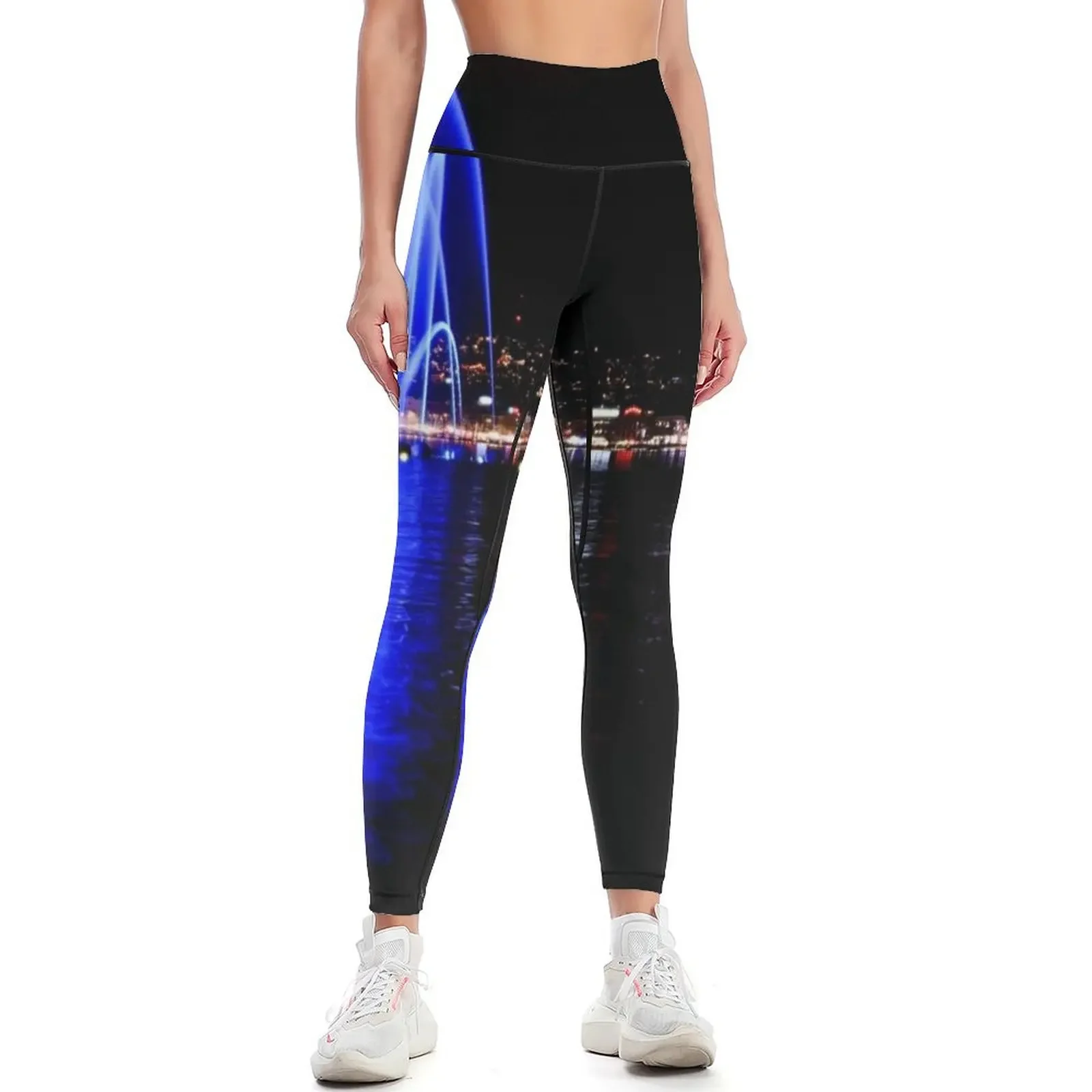 

Zurich Lake Fountain / Swiss Artwork Photography Leggings sports woman gym Pants sport trousers Womens Leggings
