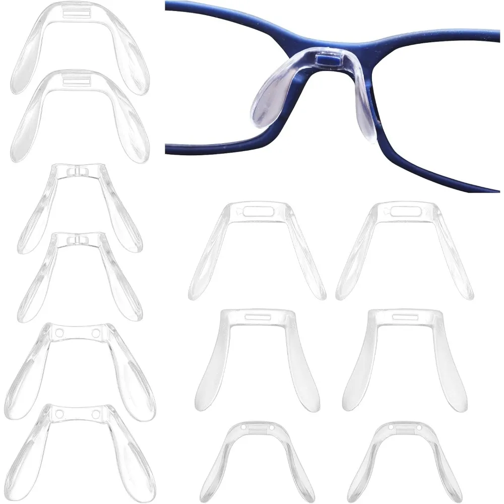 6 Sizes 24PCS U Shaped Eyeglasses Nose Pads Bridge Plastic Anti Slip Soft Eye Glasses Nose Support Plug-in Air making kit