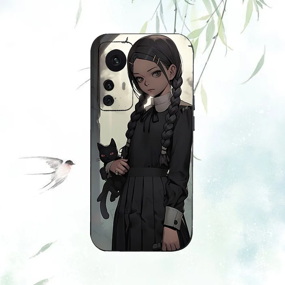 W-Wednesdaies Anime A-Addams Phone Case For Xiaomi 11 Redmi Note 11 5G 8T 9A 9 10T Note8Pro Note9 12SUltra Black Case image 5