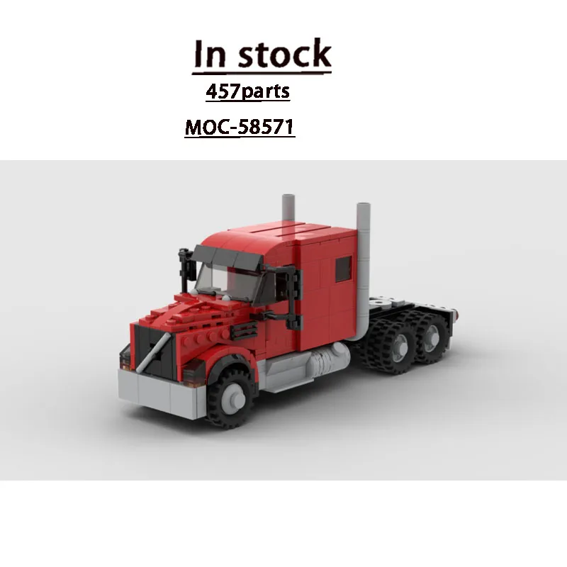 

MOC-58571Classic New Freight Semi-Trailer Truck Building Block Model, 457parts, Creative Birthday Toy Gift for Boys and Children