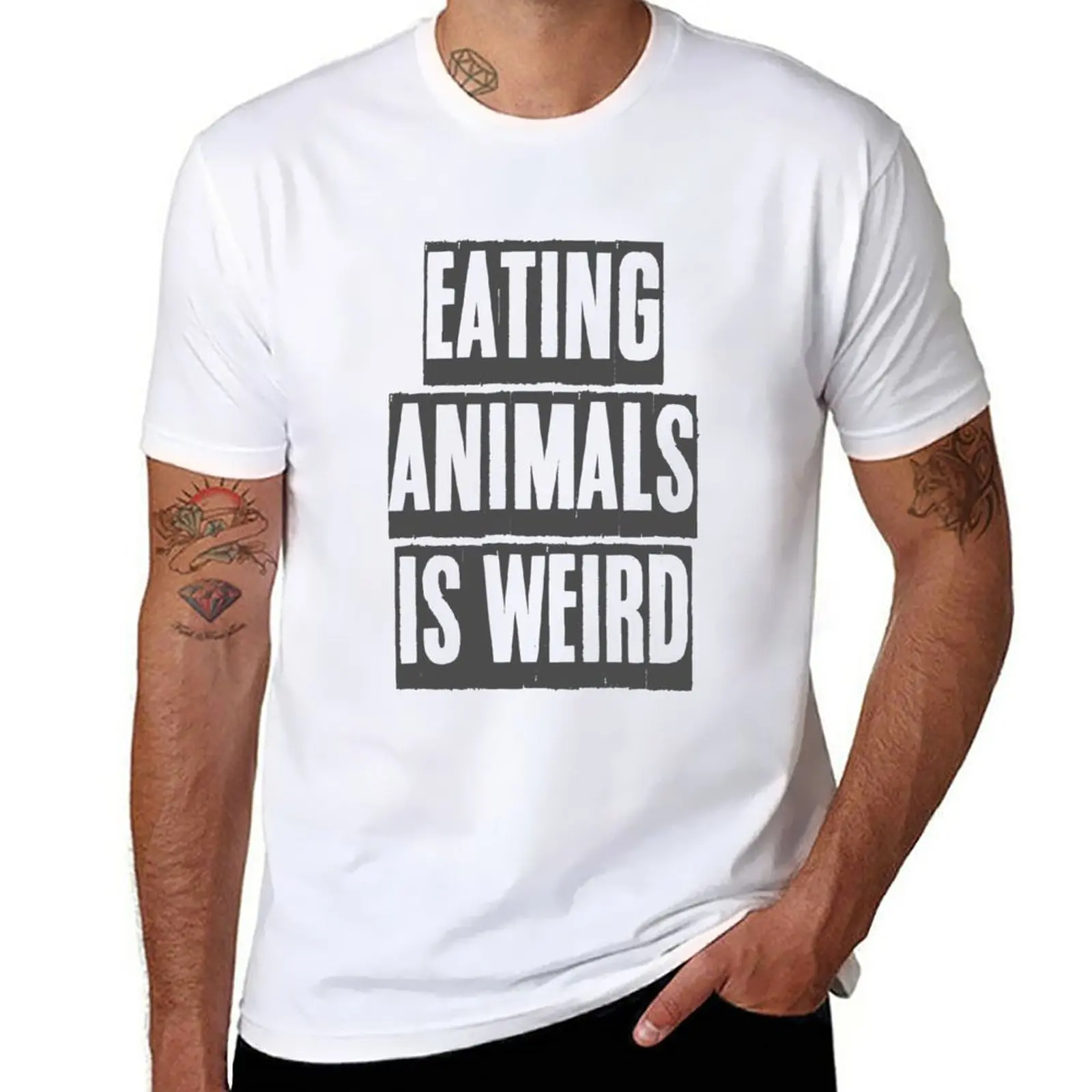 

New EATING ANIMALS IS WEIRD T-Shirt Aesthetic clothing new edition t shirt plus size tops mens graphic t-shirts funny