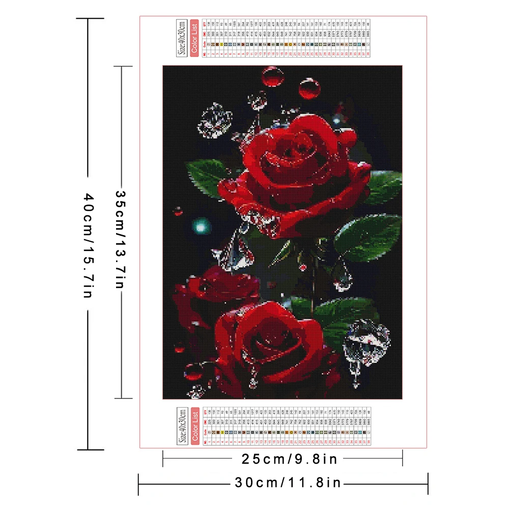 AZQSD Diamond Painting Rose Flower Cross Stitch Embroidery Floral Mosaic 30x40cm Full Square/Round Drill Picture Of Rhinestones