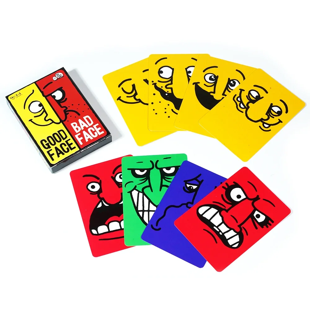 Jeu de cartes Good Face Bad Face pour enfants et adultes, jeu de voyage, fête de famille, masque de grimace, variété de cartes