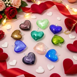 2PCS Silver Foil Mini Glass Heart Shape Pendant Cute Love Charms Wedding Decor Valentine's Day Party Creative Gifts for Friend